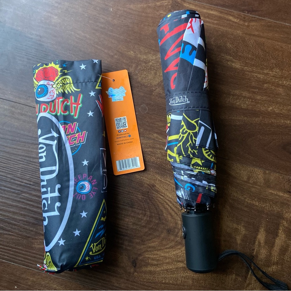 🔥CLOSET CLEAR OUT🔥NEW Von Dutch Black Jax Compact Automatic Umbrella - Picture 6 of 7